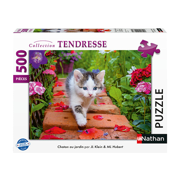 NATHAN JIGSAW PUZZLE 500 PIECES - KITTEN IN THE GARDEN #76-00968