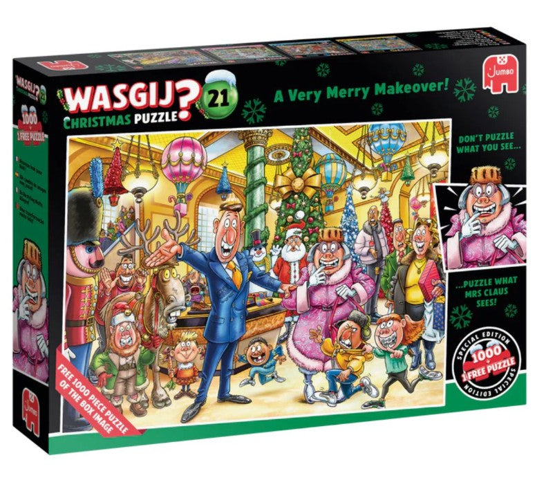 WASGIJ NOËL NO 21 VERT CASSE-TÊTE 2 X 1000 PIÈCES - UNE RECONSTRUCTION TRÈS JOYEUSE ! #70-00510