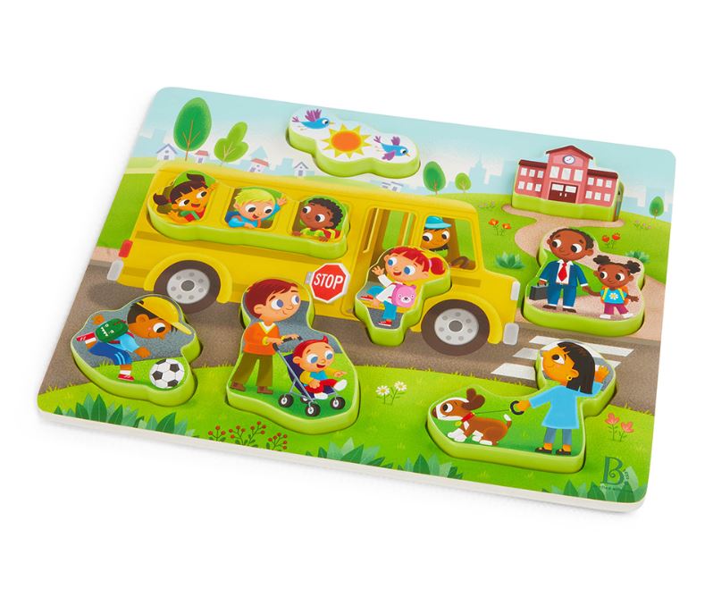 BATTAT WOODY - CASSE-TÊTE DE BOIS 8 PIÈCES - AUTOBUS SCOLAIRE "PEEK & EXPLORE"