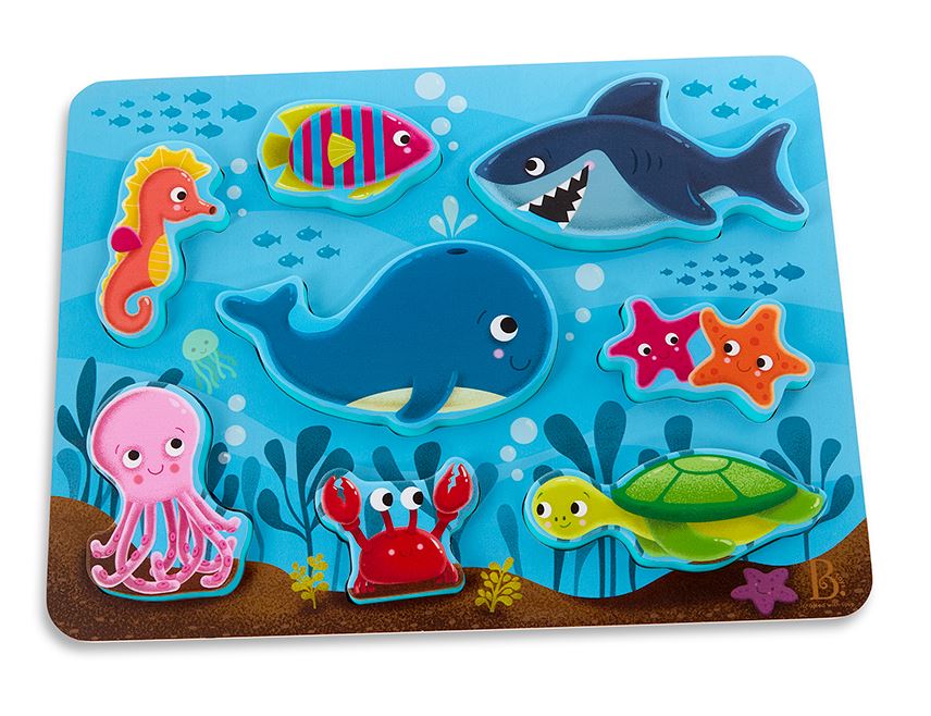 BATTAT WOODY - CASSE-TÊTE DE BOIS 8 PIÈCES - CHUNKY "PEEK & EXPLORE" SOUS LA MER #BX2215