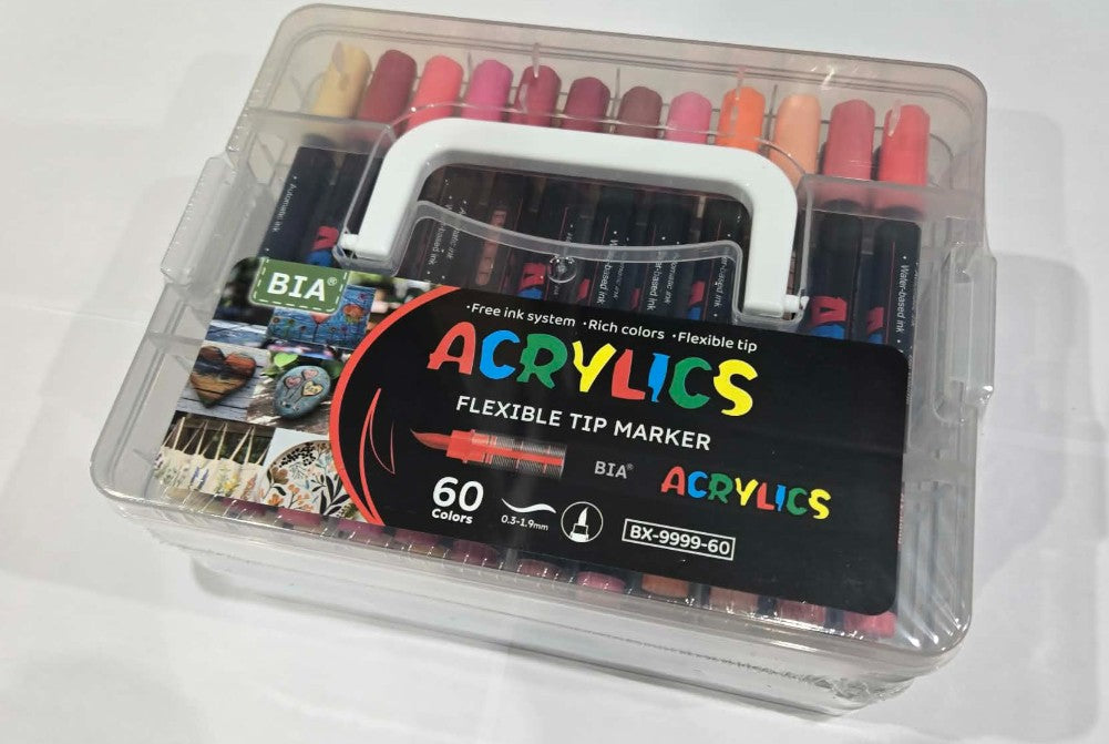 BIA - ENSEMBLE DE 60 CRAYONS À L'ACRYLIQUE
