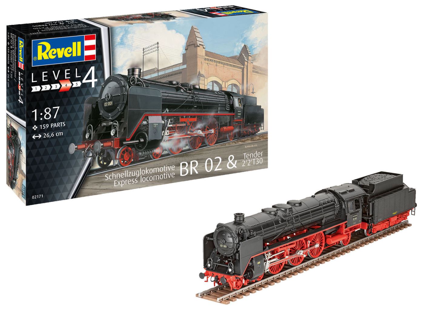 MODÈLE À COLLER - LOCOMOTIVE EXPRESS BR 02 & TENDER 2'2'T30 1:87 NIVEAU 4