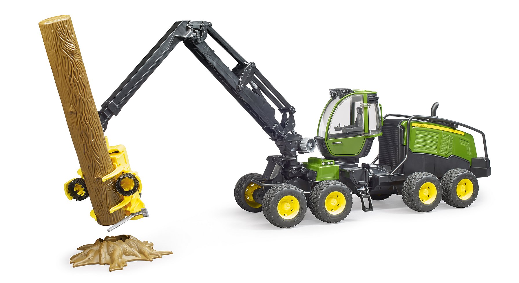 BRUDER - ABATTEUSE JOHN DEERE 1270G AVEC 1 TRONC D'ARBRE #09823