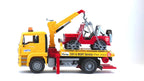BRUDER - CAMION DE DÉPANNAGE MAN TGA JAUNE AVEC PORTIQUE ET JEEP ROUGE #02750