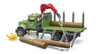 BRUDER - CAMION DE TRANSPORT DE BOIS GRANITE MACK AVEC TROIS TRONCS D'ARBRES #02824