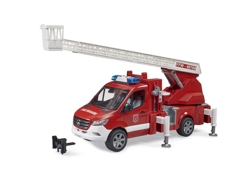 BRUDER - CAMION POMPIER MERCEDES BENZ SPRINTER AVEC ÉCHELLE, POMPE À EAU ET MODULE SON ET LUMIÈRE #02673