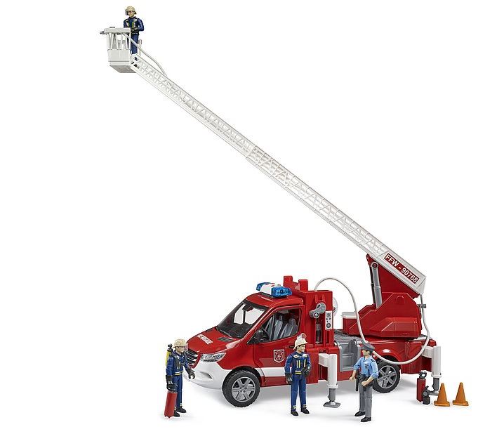 BRUDER - CAMION POMPIER MERCEDES BENZ SPRINTER AVEC ÉCHELLE, POMPE À EAU ET MODULE SON ET LUMIÈRE #02673
