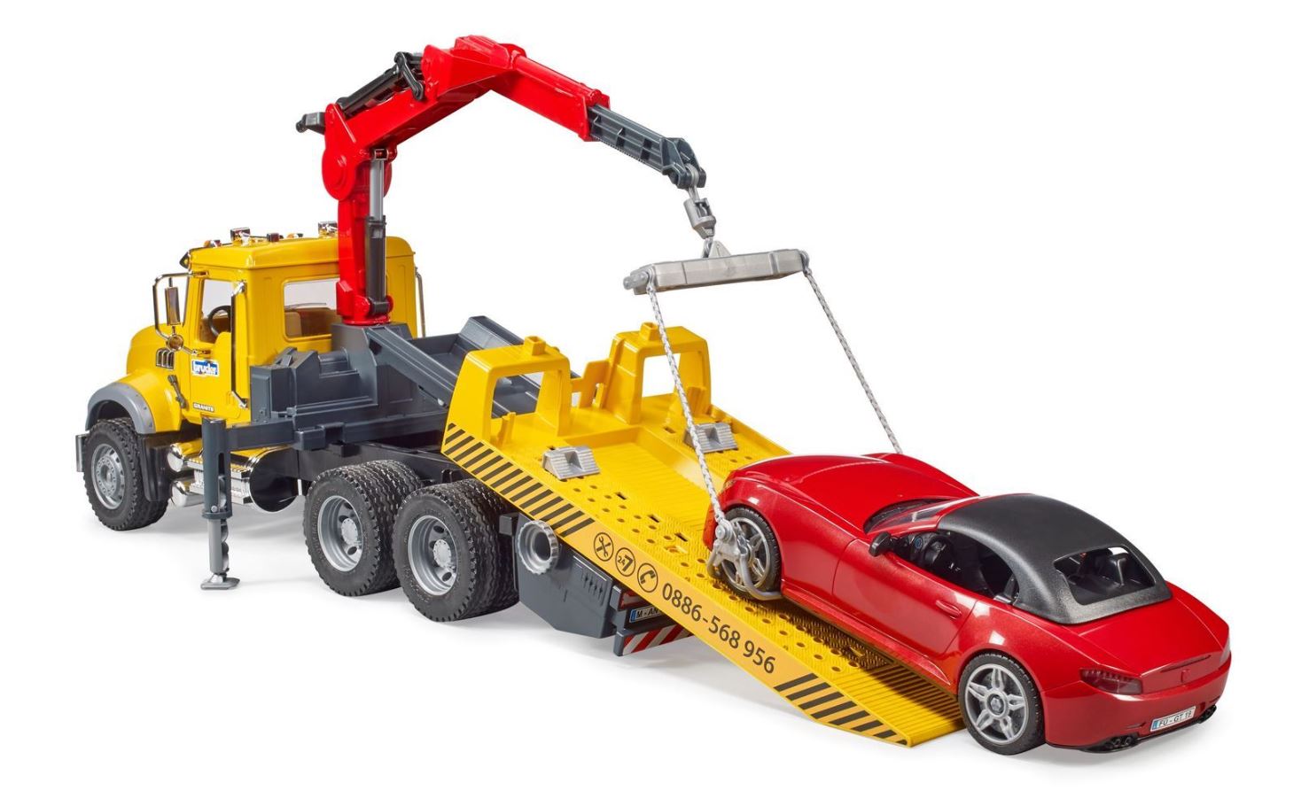 BRUDER - DÉPANNEUSE EN GRANIT PRO SERIES MACK AVEC VÉHICULE ROADSTER À L'ÉCHELLE 1:16 #02829