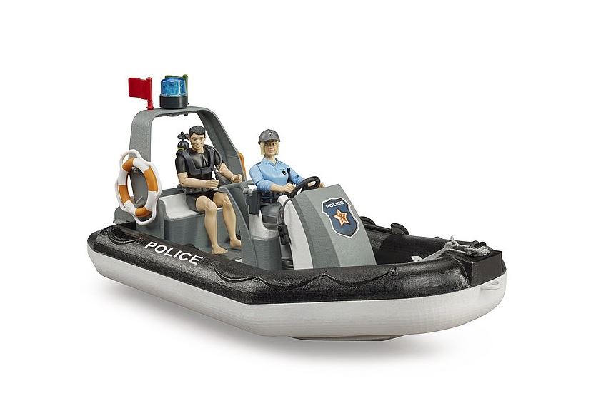 BRUDER - RAM 2500 POLICE PICK-UP WITH L + S MODULE, TRAILER, BOAT, POLICEWOMAN AND DIVER #02507