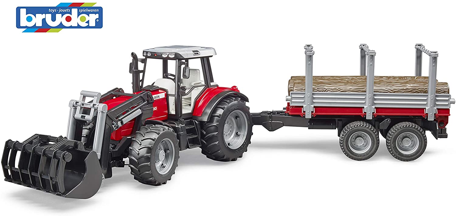 BRUDER - MASSEY FERGUSON 7480 TRACTOR WITH TRAILER #02046