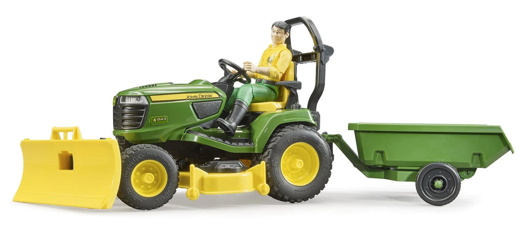 BRUDER - TRACTEUR TONDEUSE JOHN DEERE AVEC REMORQUE ET FIGURINE #09824