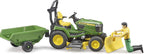 BRUDER - TRACTEUR TONDEUSE JOHN DEERE AVEC REMORQUE ET FIGURINE #09824