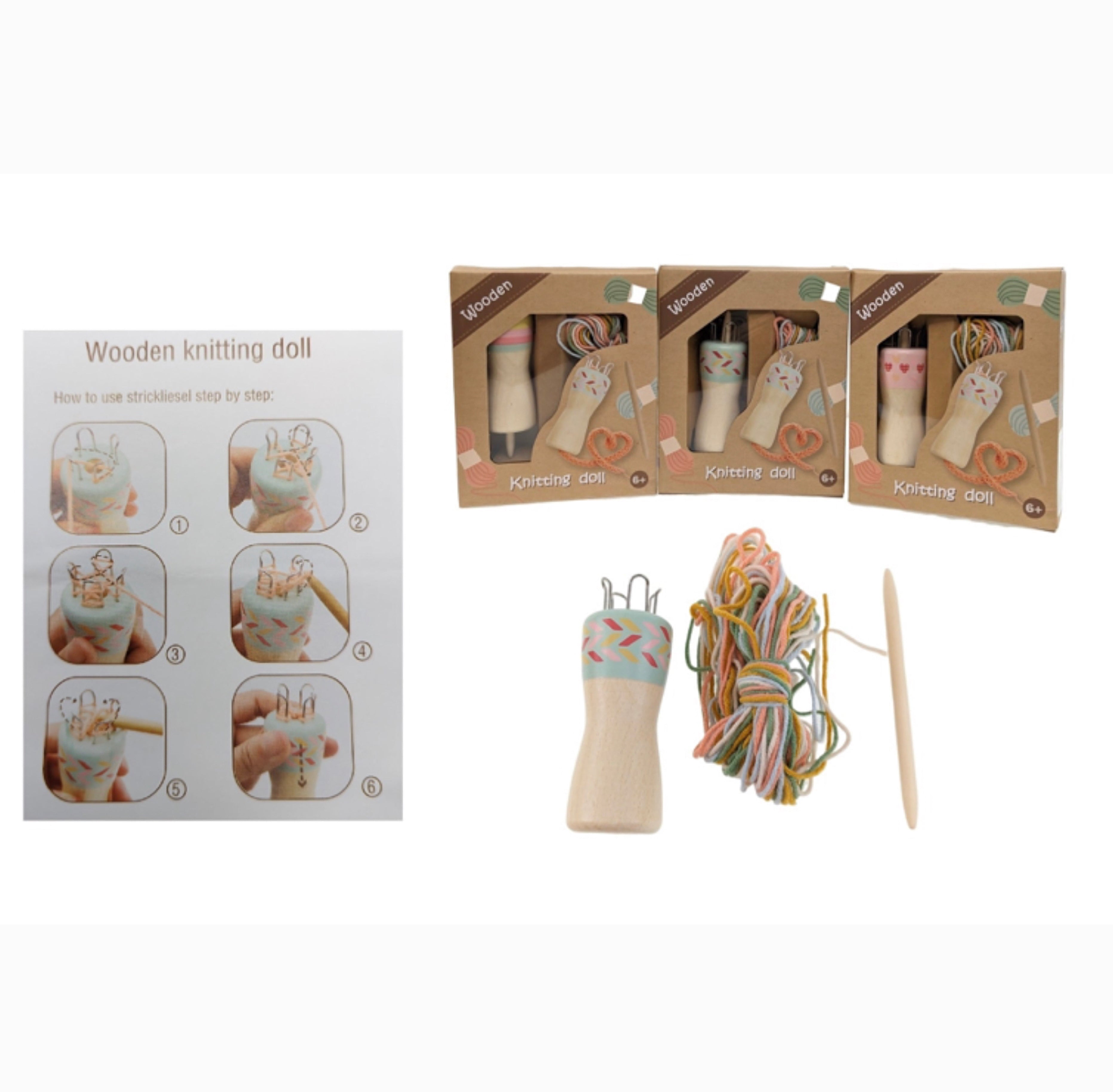 WOOD KNITTING DOLLY ASST (FRENCH KNITTER)