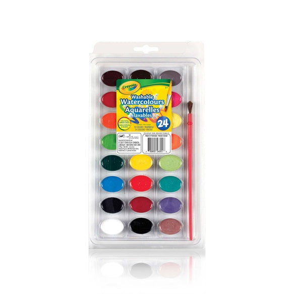 CRAYOLA - 24 AQUARELLES COULEURS A L'EAU LAVABLES