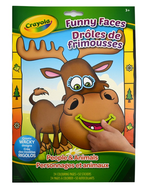 CRAYOLA - CAHIER À COLORIER 24 PAGES + AUTOCOLLANTS - DRÔLES DE FRIMOUSSES