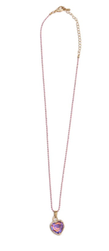 COLLIER DE COULEUR LILAS AVEC PENDENTIF DE COEUR
