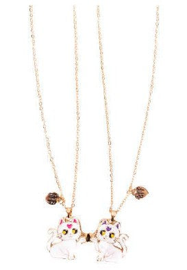 COLLIER À PARTAGER 2 PIÈCES - CHATON AMOUREUX POUR MEILLEURES AMIES