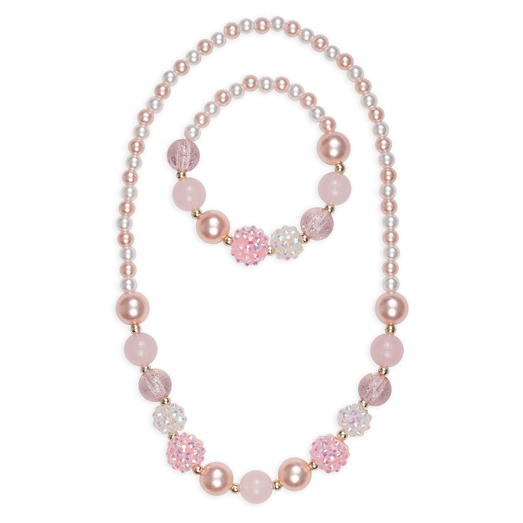 PINK PEARL NECKLACE AND BRACELET SET