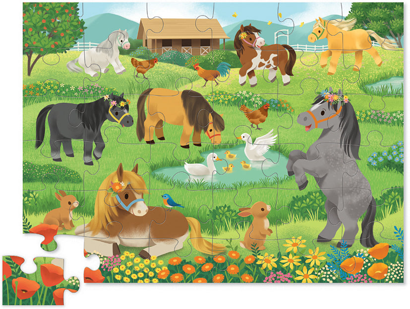 CROCODILE CREEK CASSE-TÊTE 36 PIÈCES PLANCHER - BOÎTE SILHOUETTE DE PETITS PONEYS