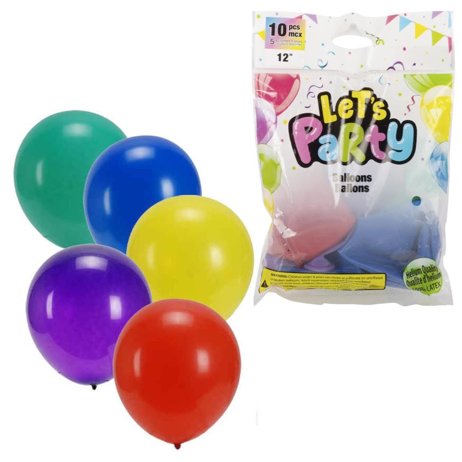 BALLOONS 10 PIECES HELIUM QUALITY ASST.