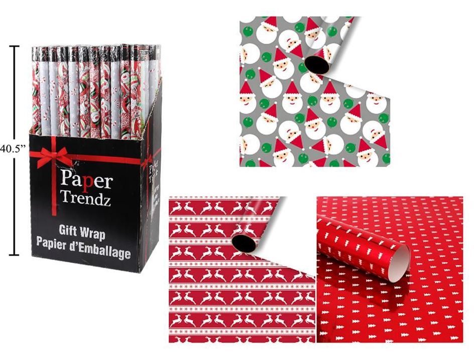 PAPIER D'EMBALLAGE DE NOEL 40"X144" ROULEAU SIMPLE EXTRA LARGE (40 PI²)