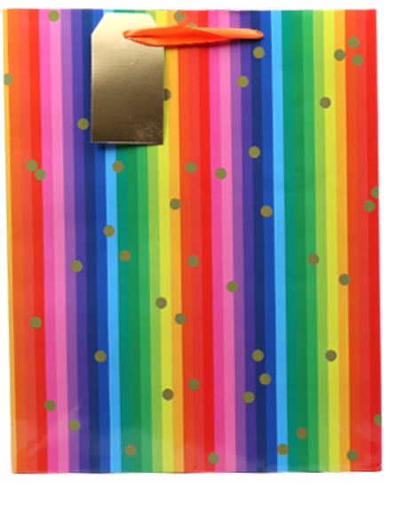 SAC CADEAU MOYEN - RAYURES ARC-EN-CIEL
