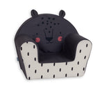 *26 DELSIT - FAUTEUIL À OREILLES LÉOPARD GRIS FONCÉ