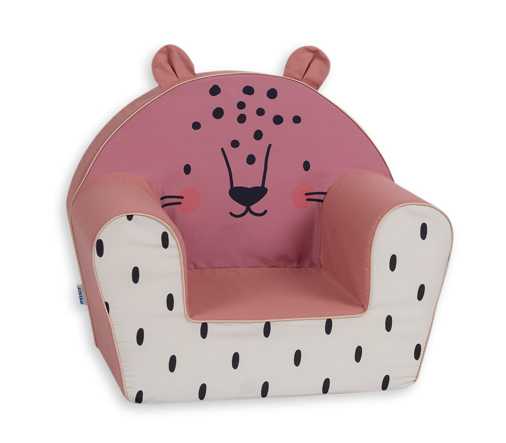 DELSIT - FAUTEUIL À OREILLES LÉOPARD ROSE
