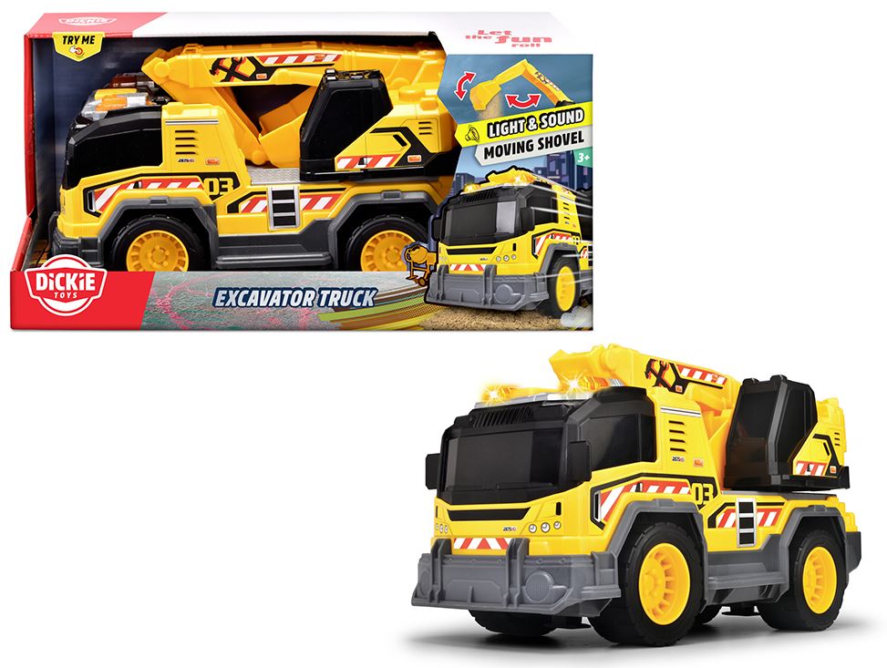DICKIE CITY HEROES - CAMION EXCAVATEUR SONS ET LUMIÈRES (30 CM)