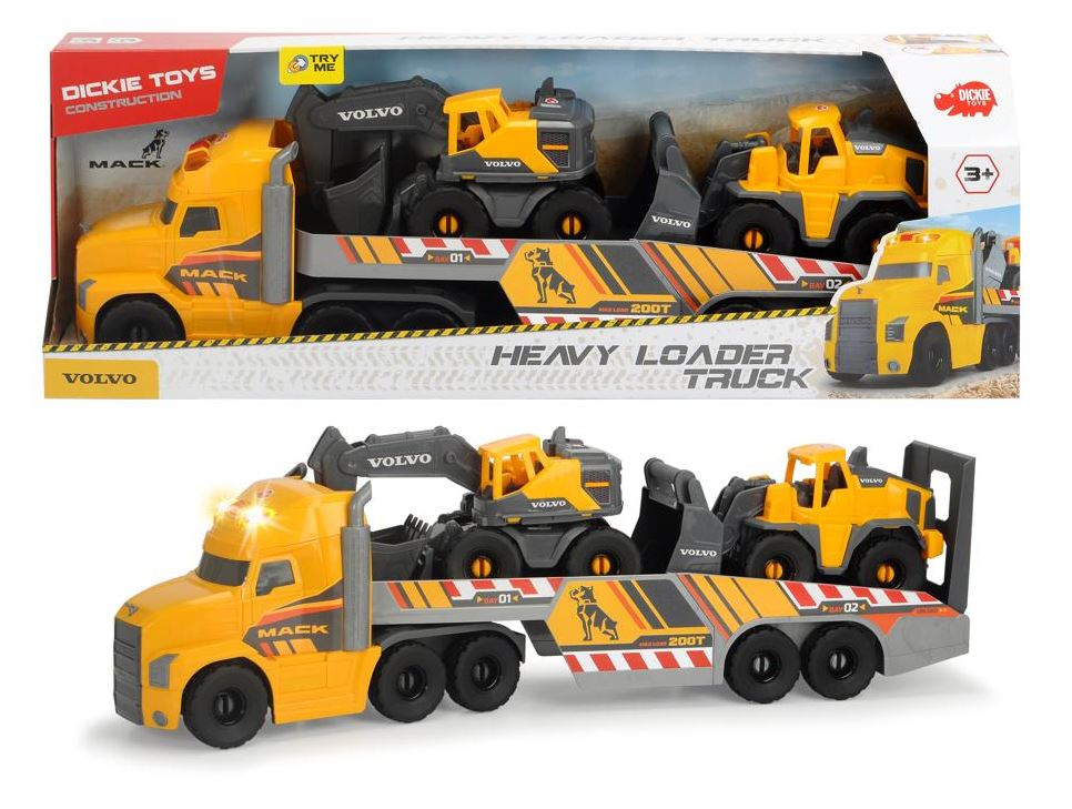 DICKIE - MACK-VOLVO TRUCK HEAVY LOADER SOUND AND LIGHTS 70 CM