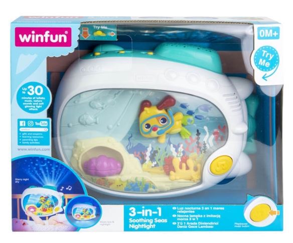 WINFUN - BOÎTE À MUSIQUE PROJECTEUR ET VEILLEUSE APPAISANTE 3-EN-1 (AQUARIUM)