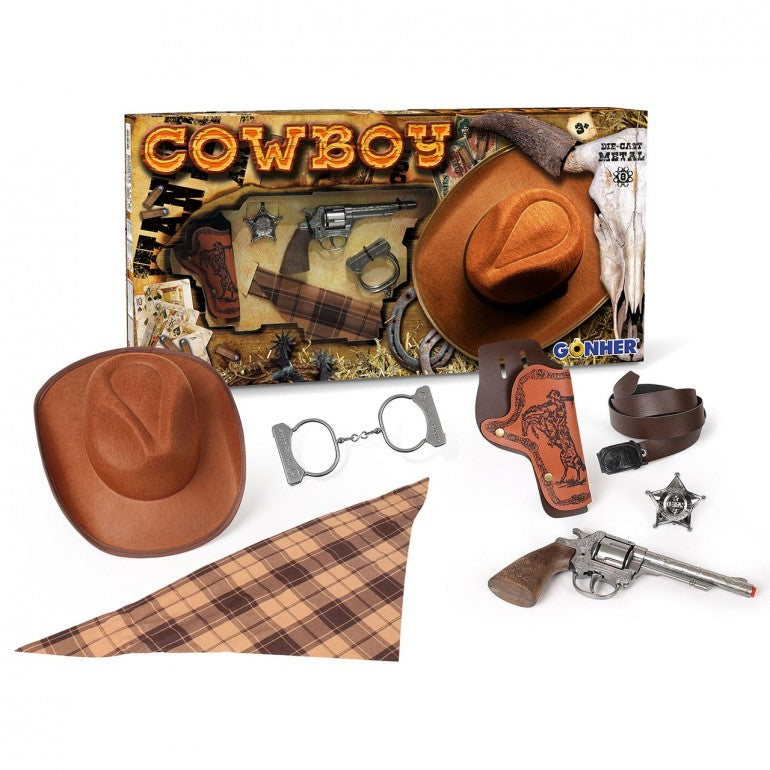 GONHER - ENSEMBLE DE COWBOY DELUXE REVOLVER 8 COUPS MÉTAL