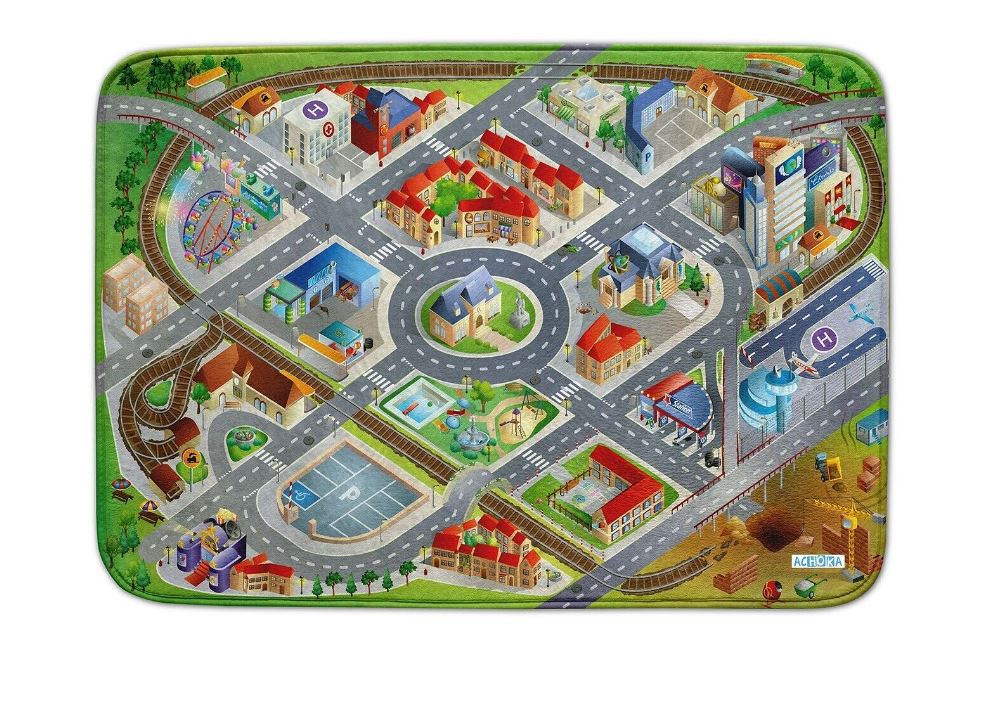 TAPIS DE JEU ULTRA DOUX - VILLE 100 X 150CM