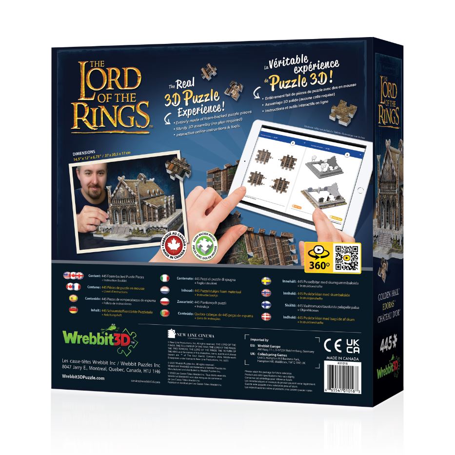 WREBBIT 3D JIGSAW PUZZLE 445 PIECES - EDORAS GOLD CASTLE