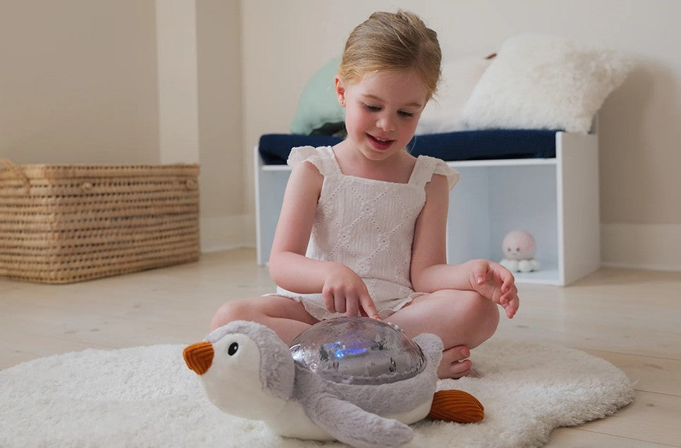 PELUCHE PINGOUIN - LUMIÈRE POLAIRE VEILLEUSE AVEC MUSIQUE ET CAPTEUR RECHARGEABLE