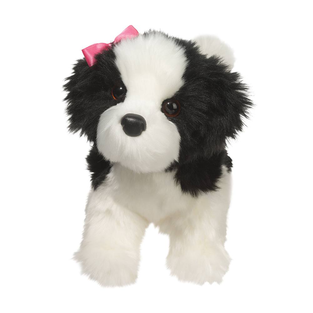 PELUCHE - CHIEN SHIH-TZU POOFY BLANC ET NOIR