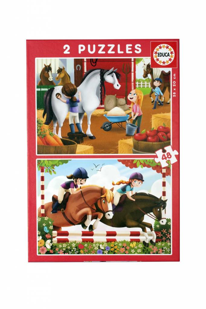 EDUCA - 2 PUZZLES 48 PIECES - HORSES #17150