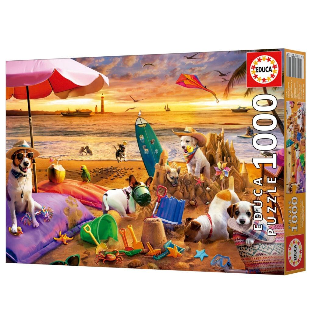 EDUCA CASSE-TÊTE 1000 PIÈCES - CHIENS JOUANT À LA PLAGE #20312