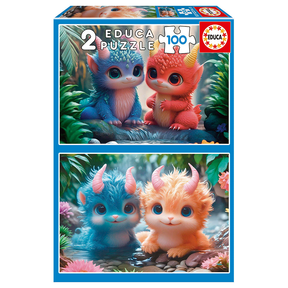 EDUCA JIGSAW PUZZLE 2X100 PIECES - CUTE MONSTERS #20224
