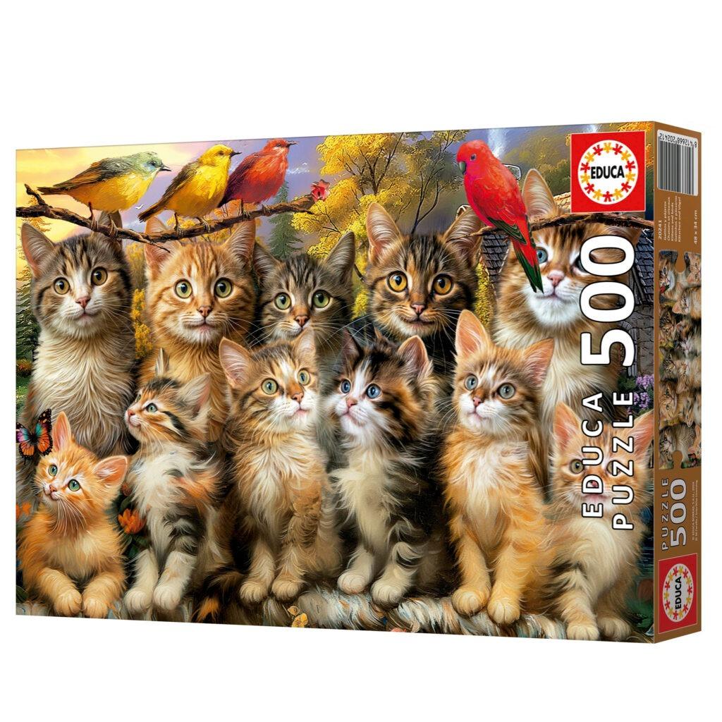 EDUCA JIGSAW PUZZLE 500 PIECES - KITTENS AND BIRDS #20241
