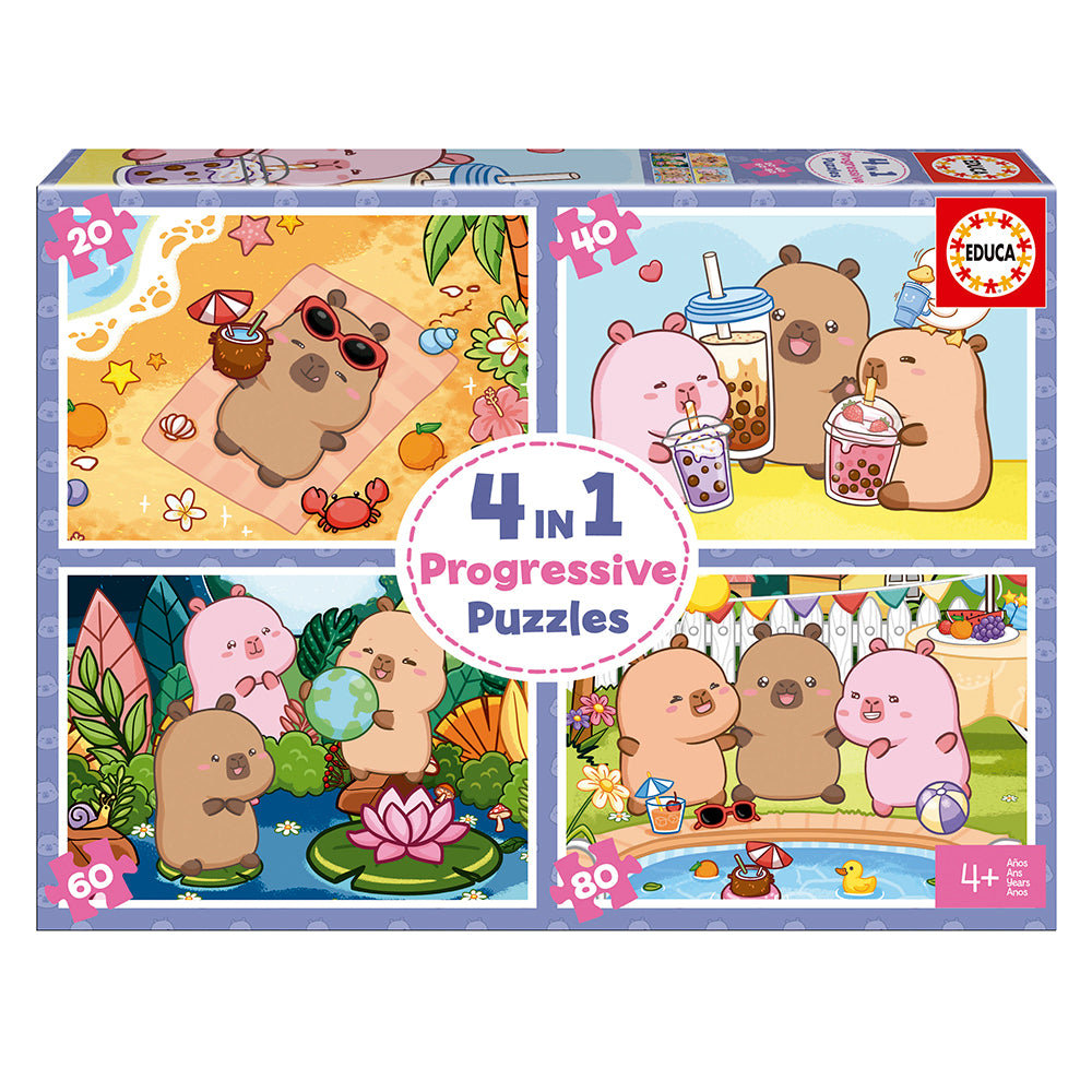 EDUCA CASSE-TÊTE PROGRESSIF 4-EN-1 - CAPYFUN 20-40-60-80 PIÈCES #20486