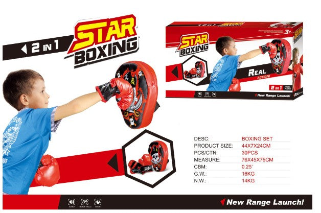BOXING GLOVES AND CHEST PROTECTOR SET