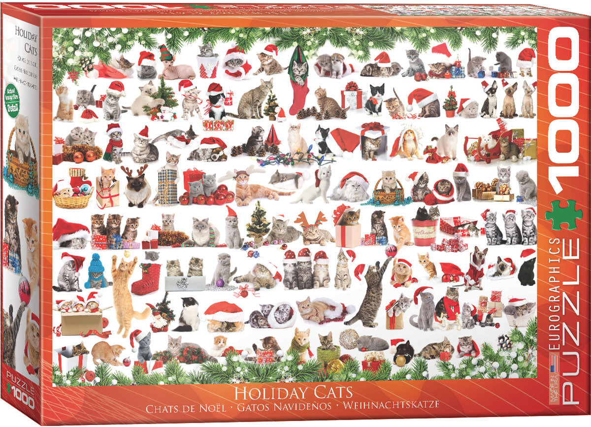 EUROGRAPHICS CASSE-TÊTE 1000 PIÈCES - CHATS DE VACANCES (NOËL)