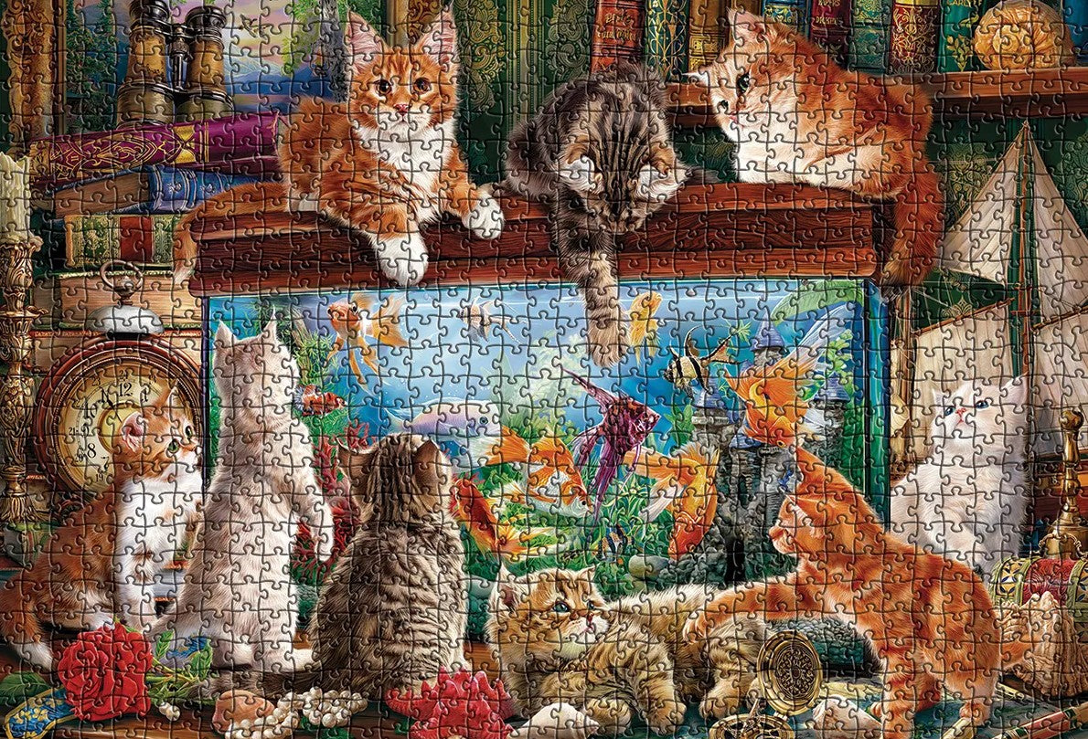 EUROGRAPHICS CASSE-TÊTE 1000 PIÈCES - CHATS PRÈS DE L'AQUARIUM #6000-6138