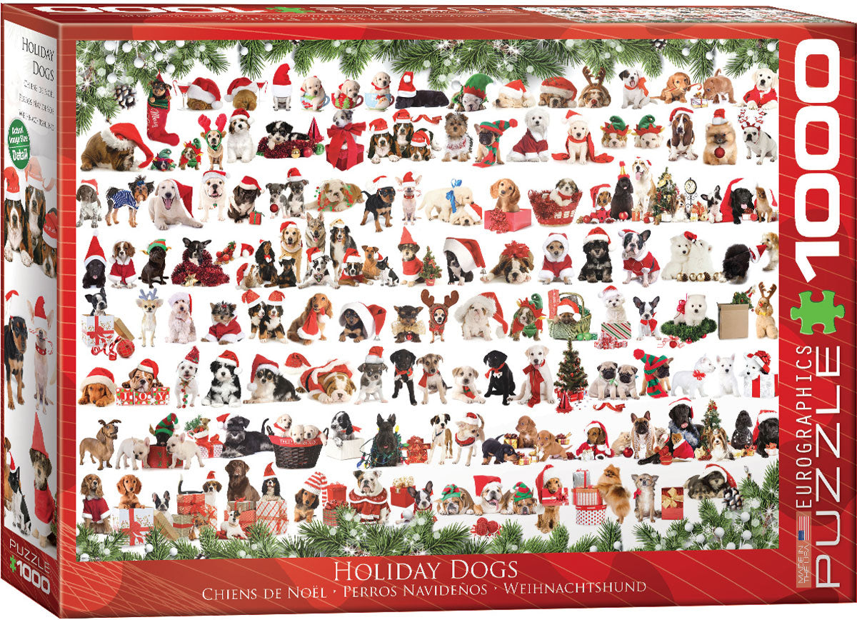 EUROGRAPHICS CASSE-TÊTE 1000 PIÈCES - CHIENS DE VACANCES (NOËL)