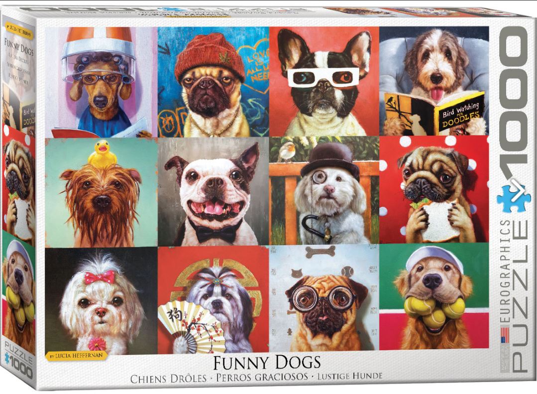 EUROGRAPHICS JIGSAW PUZZLE 1000 PIECES - FUNNY DOGS (LUCIA HEFFERNAN)