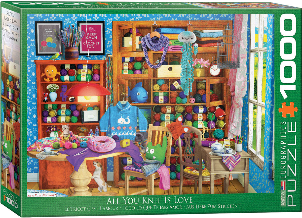 EUROGRAPHICS JIGSAW PUZZLE 1000 PIECES - KNITTING IS LOVE (PAUL NORMAND)