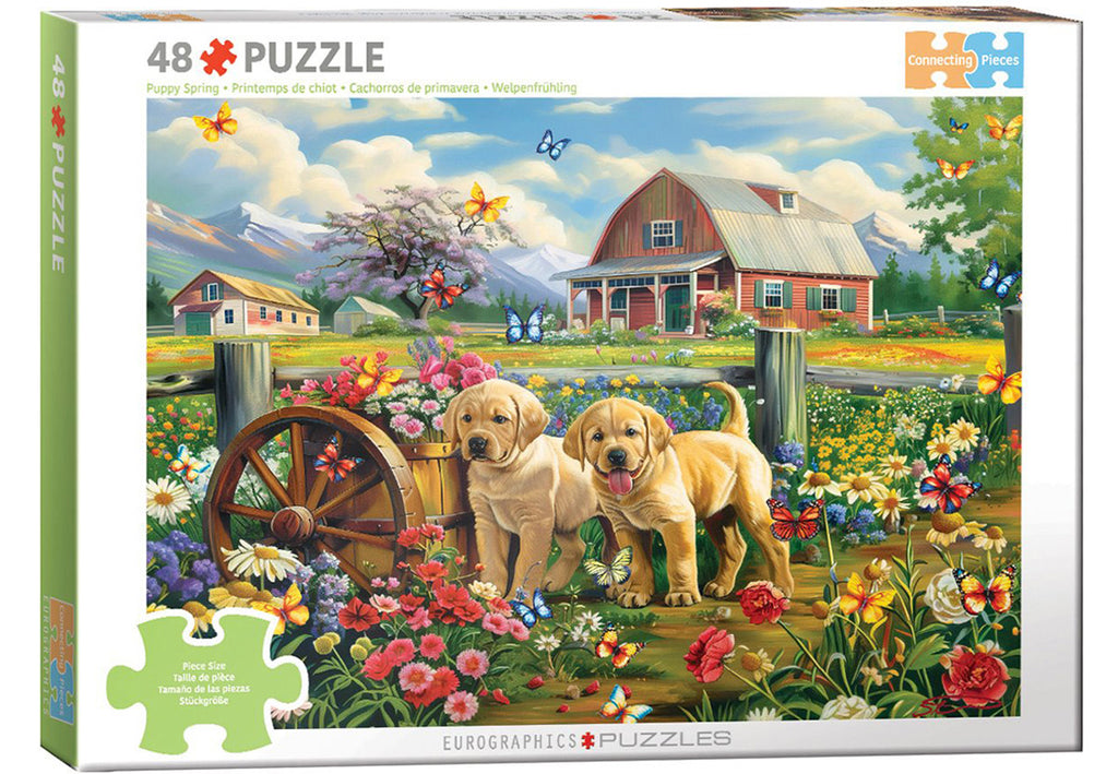 EUROGRAPHICS CASSE-TÊTE CONNEXION 48 PIÈCES - LE PRINTEMPS DES CHIOTS (SHAWNA STEWART) #9748-0874-2