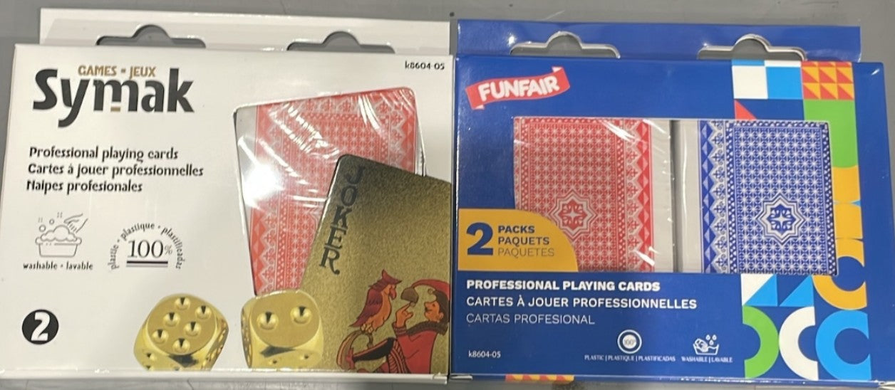 2 PAQUETS DE CARTES 100% PLASTIQUE À JOUER ASST