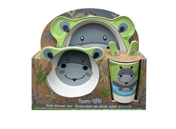 HIPPOPOTAMUS - 5-PIECE BAMBOO KIDS DINNER SET